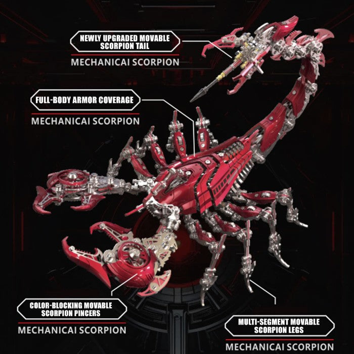 Detaljebillede af 3D Metal War Scorpion Red All metal puzzle