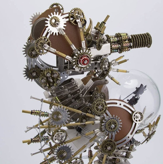 Detaljebillede af 3D Steampunk Seahorse metal puzzle Med Lampe