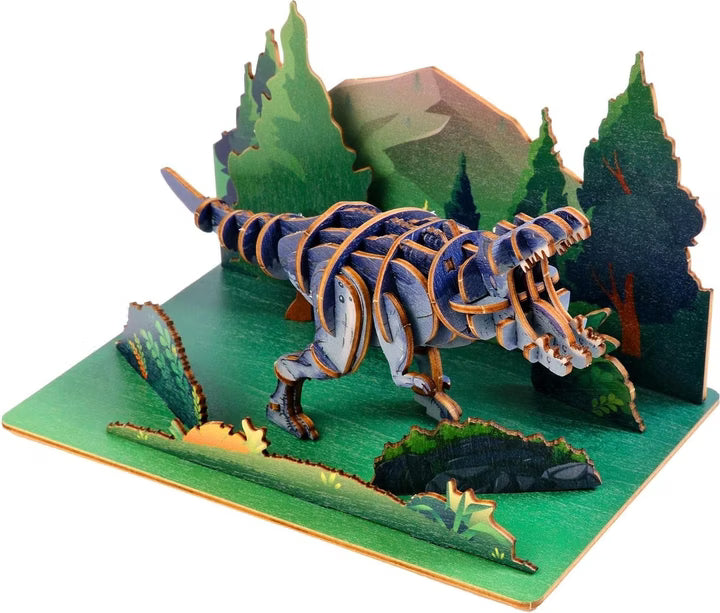T-Rex 3D Puzzle fra EscapeWelt – 3D Træpuslespil for Kids vist som samlet model