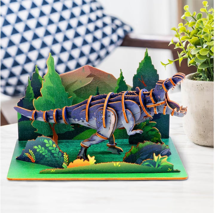 Detaljebillede af T-Rex 3D Puzzle fra EscapeWelt – 3D Træpuslespil for Kids