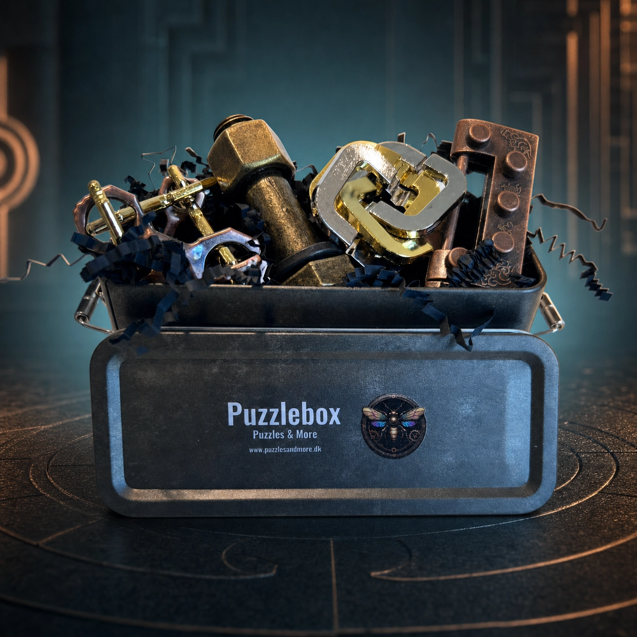 Emballage til metal puzzlebox Brainteaser Bundle – 4 stk fra Puzzles & More