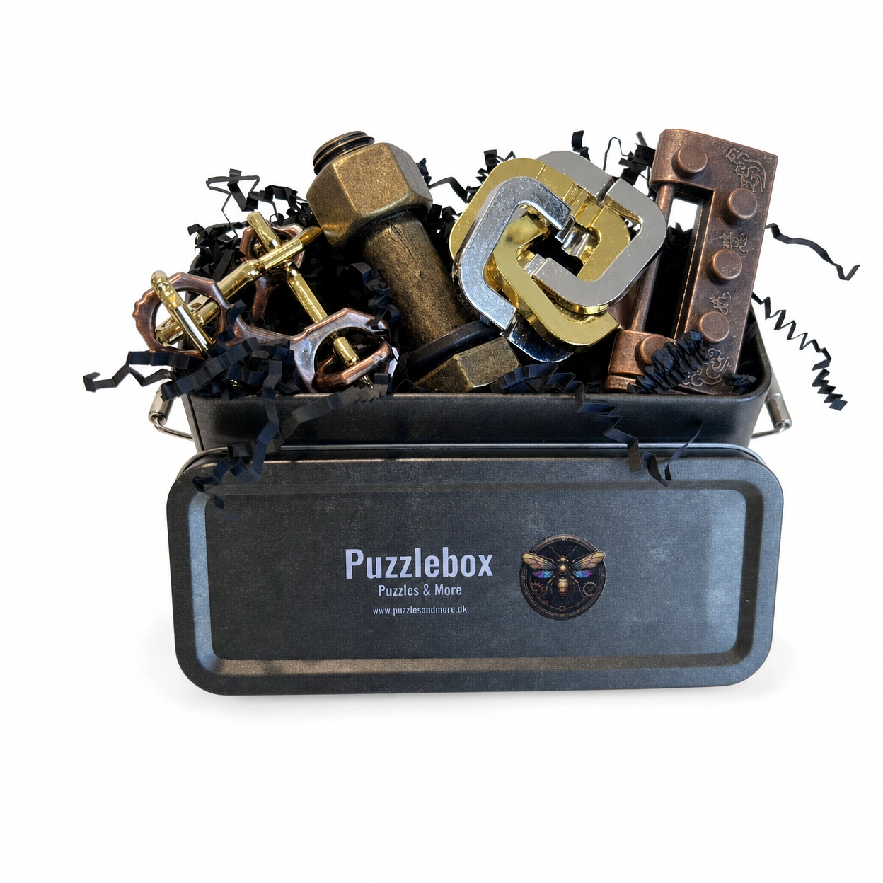Emballage til metal puzzlebox Brainteaser Bundle – 4 stk fra Puzzles & More