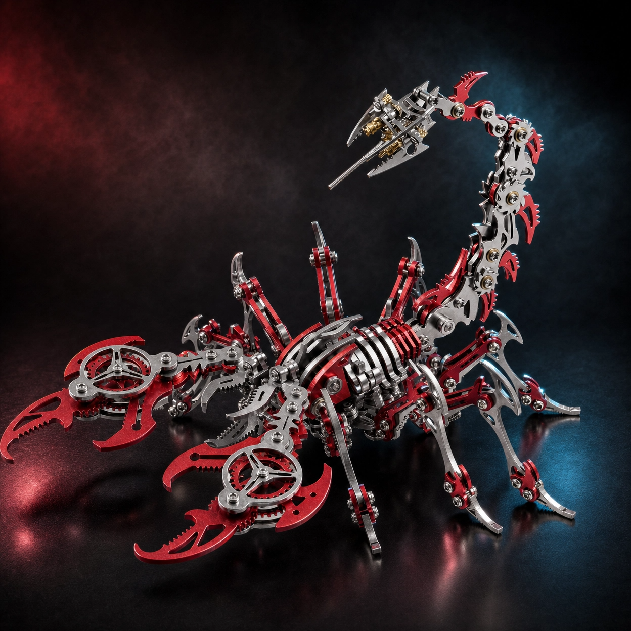 3D Scorpio metal puzzle Red/Silver vist som samlet model